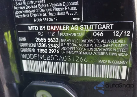 2013 Mercedes-Benz Cl 550 4Matic z USA, uszkodzony, nr VIN WDDEJ9EB5DA031266